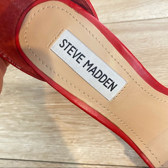 Steve Madden Rebuttle Red High Heel Ankle Strap Stiletto Sandal - Picture 7 of 11